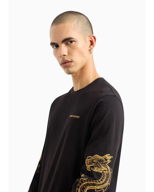 T-shirt A Maniche Lunghe di Armani Exchange in Black da Uomo