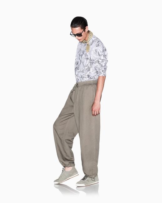 ARMANI EXCHANGE Gray Cotton Twill Drawstring Trousers for men