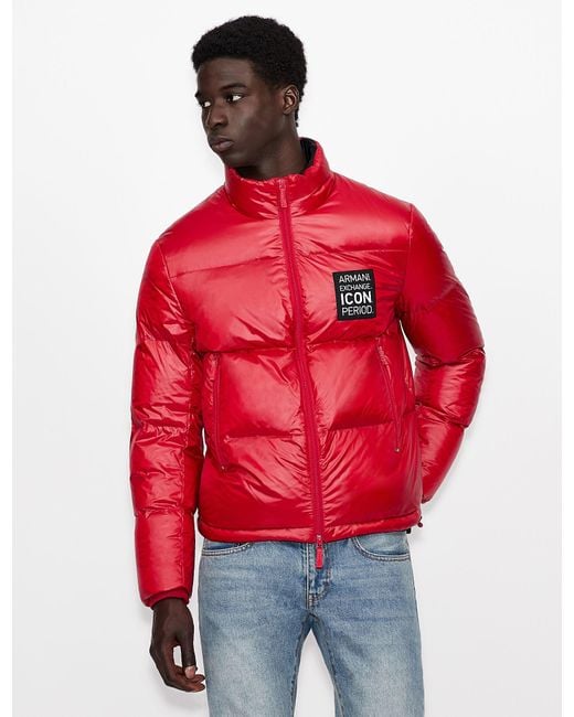 armani red puffer jacket