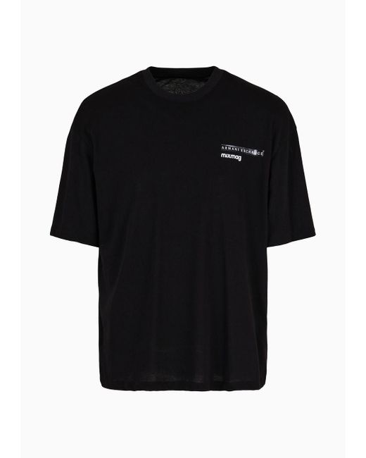 T-shirt Relaxed Fit In Cotone Organico Asv Con Logo Sul Petto di Armani Exchange in Black da Uomo
