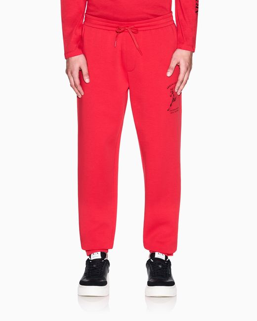 ARMANI EXCHANGE Red Horse Print Sweatshirt Joggers for men
