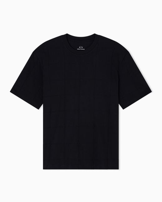 ARMANI EXCHANGE Black Geometric Pattern T-Shirt for men