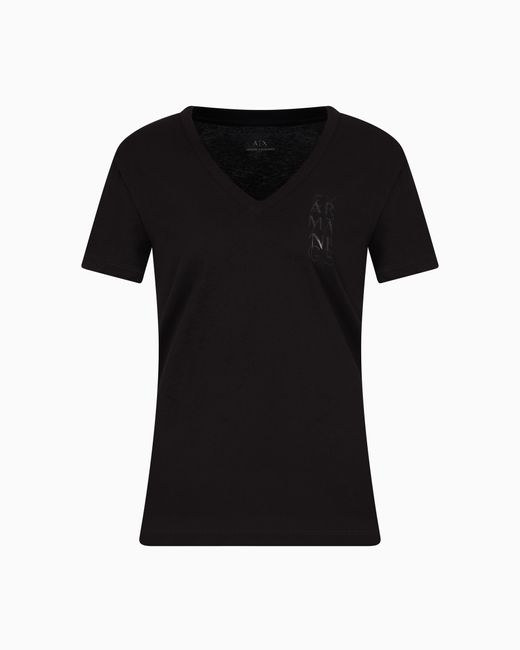 ARMANI EXCHANGE Black Regular Fit T-Shirt With V-Neck