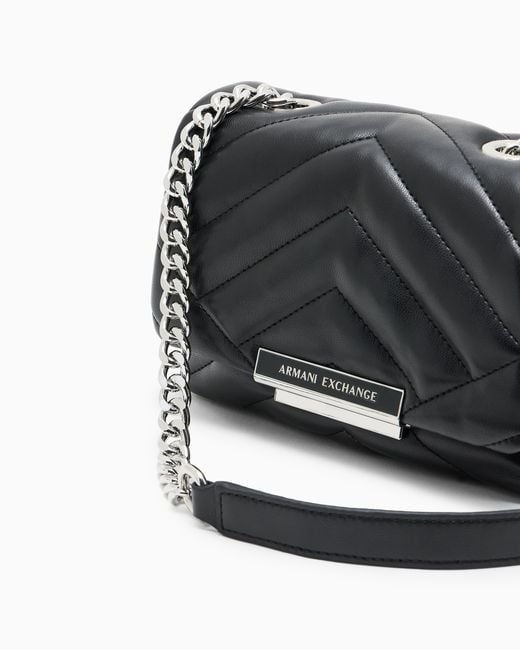 ARMANI EXCHANGE Black Technical Mini Bag With Chevron Quilting