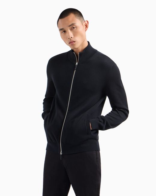 Cárdigan Con Cremallera Completa De Algodón Orgánico ARMANI EXCHANGE de hombre de color Black