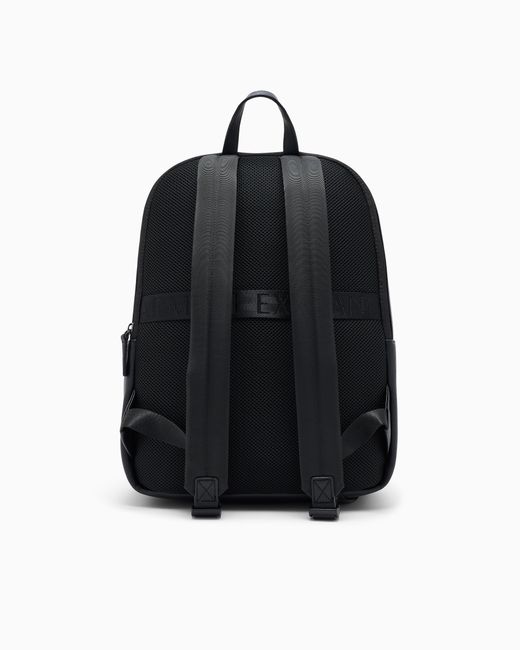 ARMANI EXCHANGE Black Minimalist Backpack With Adjustable Straps And Zip Closure for men