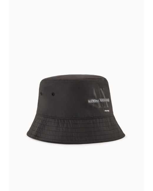 Armani Exchange Black Cloche In Technical Fabric With Logo for men