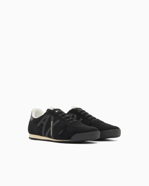 ARMANI EXCHANGE White Lace-Up Sneakers for men