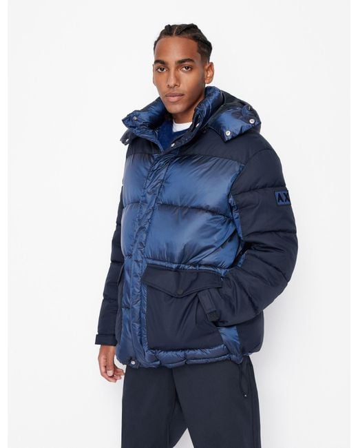 Armani blue puffer jacket deals