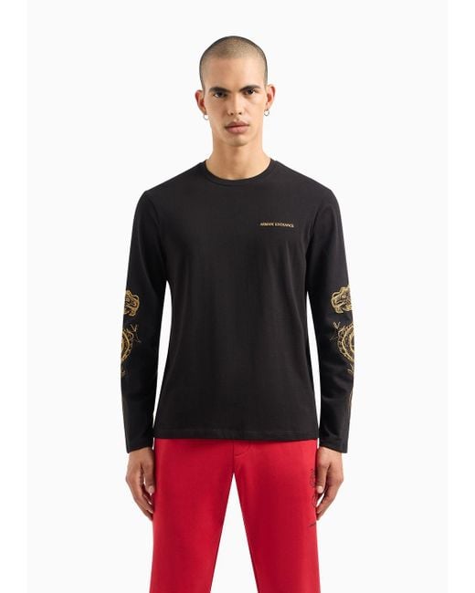 Armani Exchange Black Lunar New Year Long Sleeve T-shirt for men