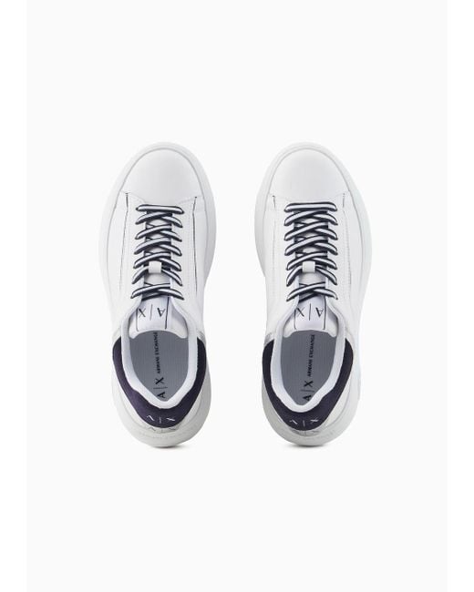 Armani Exchange White Sneakers mit dicker Sohle