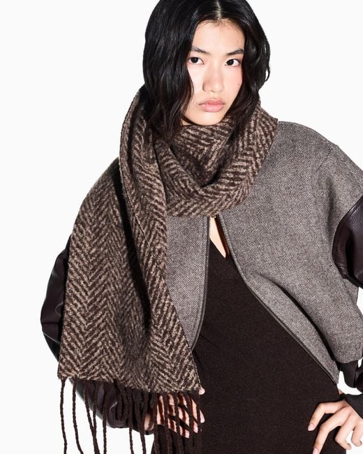 ARMANI EXCHANGE Natural Stole Herringbone Pattern