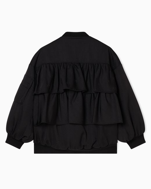 ARMANI EXCHANGE Black Bomber Jacket With Ruffles On The Back
