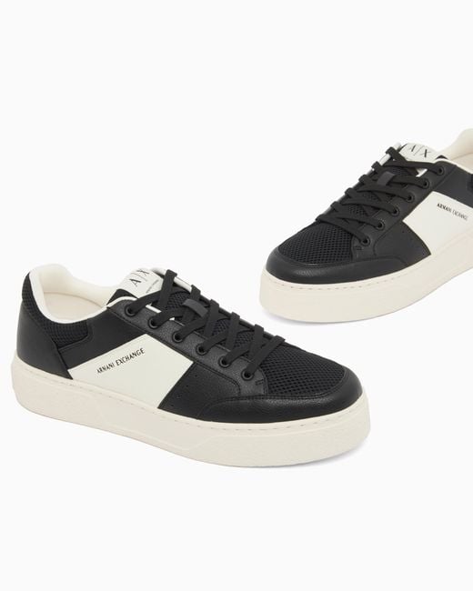 ARMANI EXCHANGE White Technical Fabric Sneakers for men