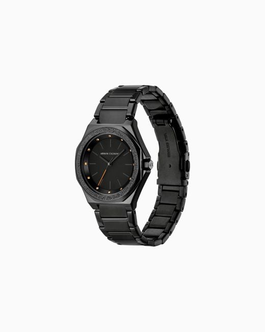 ARMANI EXCHANGE Black Dreizeigeruhr Aus Schwarzem Edelstahl
