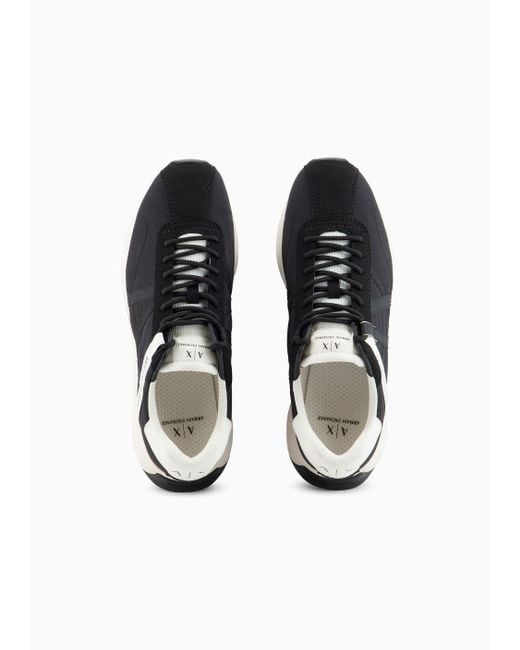 Armani Exchange Sneakers Aus Technischem Stoff, Mesh Und Wildleder in Black für Herren