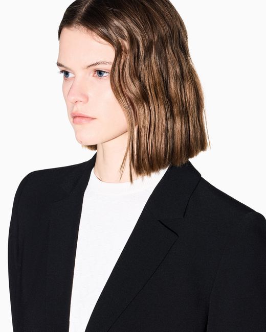 ARMANI EXCHANGE Black Single-Breasted Oversized Jacket With One Button