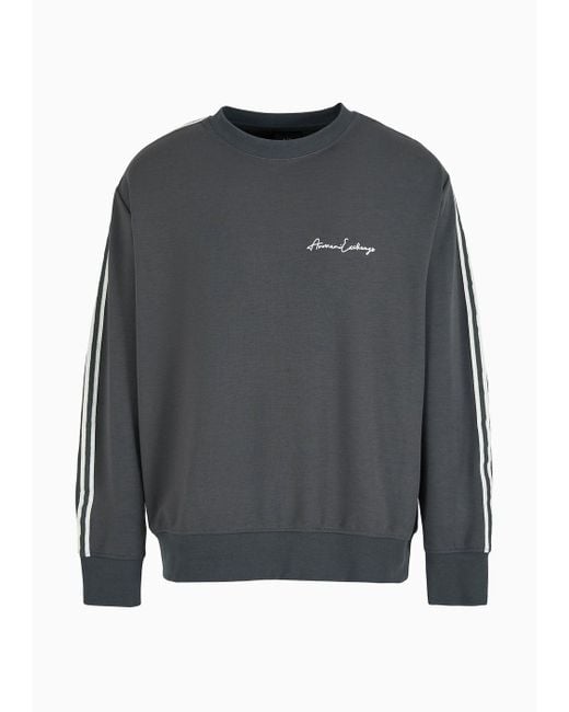 Armani Exchange Gray Signature Logo Crewneck Sweatshirt for men