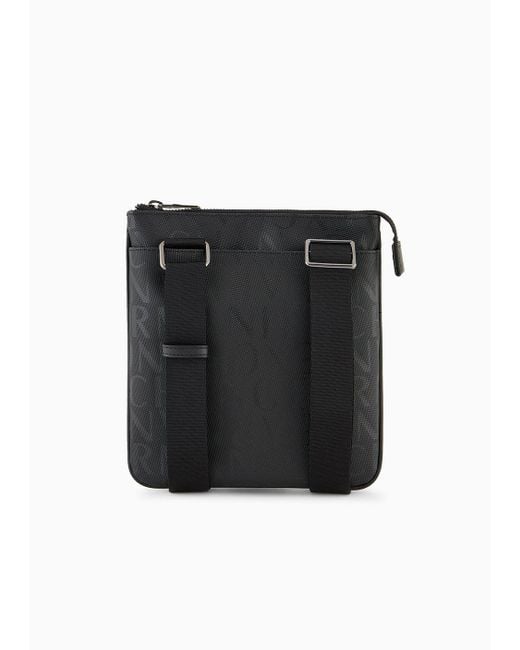 Armani Exchange Black All Over Logo Crossbody Bag for men