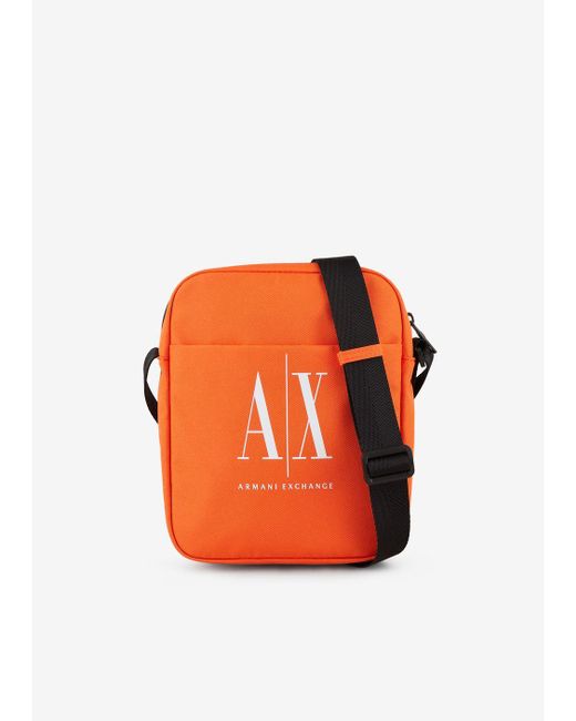 Armani Exchange Orange Icon Logo Fabric Crossbody Bag for men