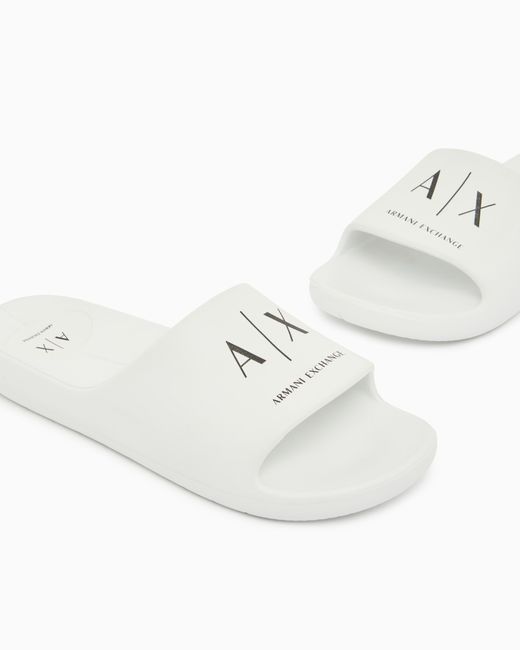 ARMANI EXCHANGE White Slides With Logo for men