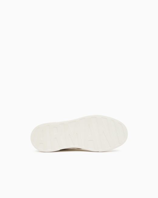 ARMANI EXCHANGE White Low Cut Sneakers With Mesh And Mini-Tumbled Finish
