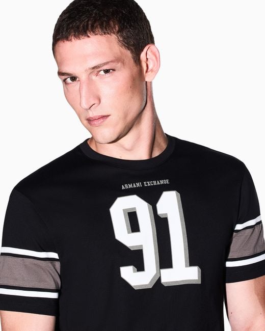 ARMANI EXCHANGE Black Slim Fit T-Shirt Cotton Jersey for men