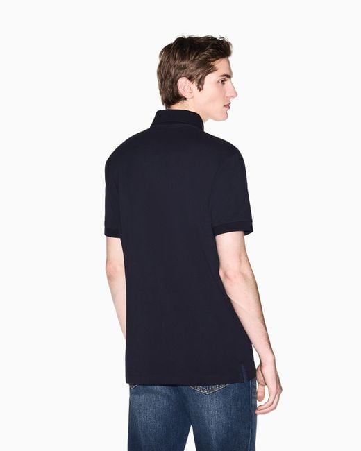 ARMANI EXCHANGE Blue Cotton Polo Shirt for men