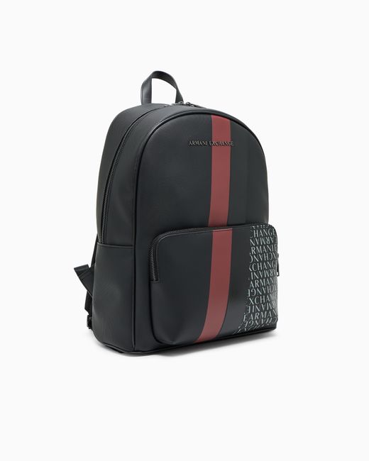 ARMANI EXCHANGE Blue Backpack With Monogram And Stripes for men