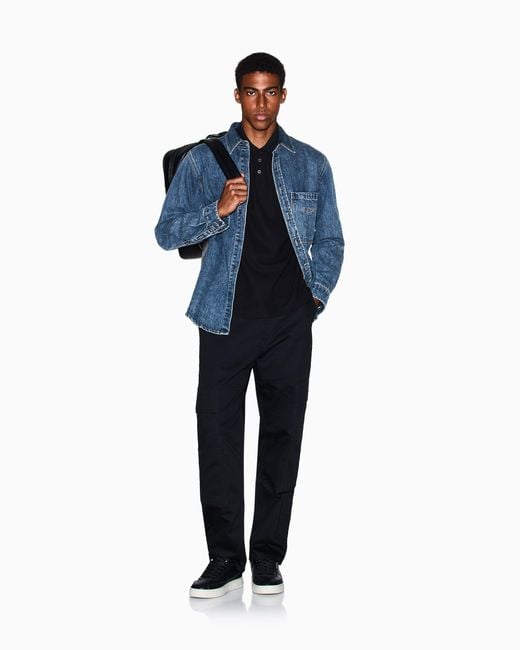 ARMANI EXCHANGE Blue Regular Fit Cotton Denim Shirt for men