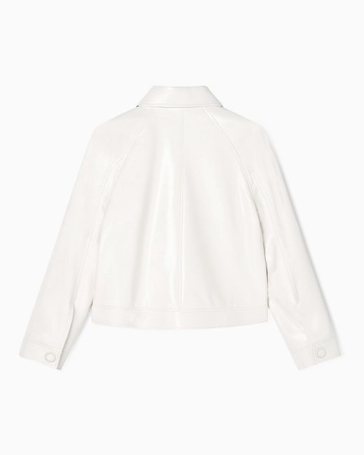 ARMANI EXCHANGE White Blouson Gloss Vinyl Wet Look