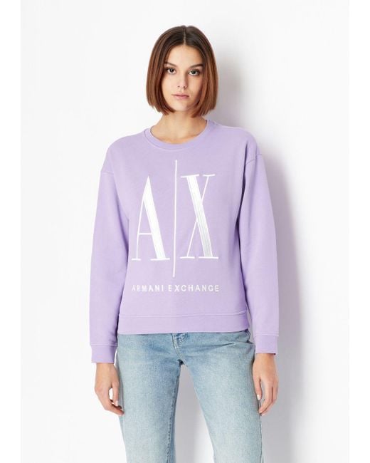 Armani Exchange Purple French Terry Fabric Sweatshirt