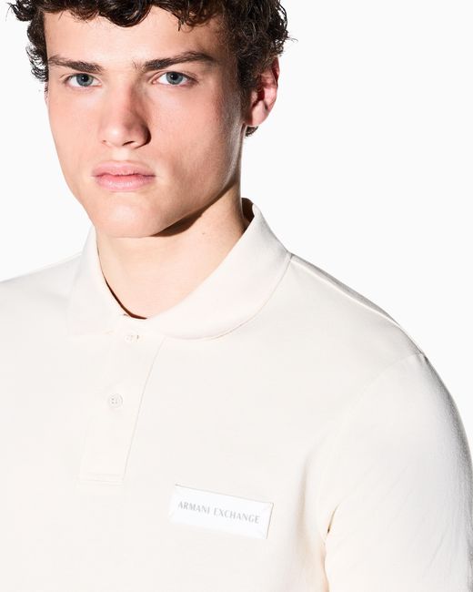 ARMANI EXCHANGE White Cotton Polo Shirt for men
