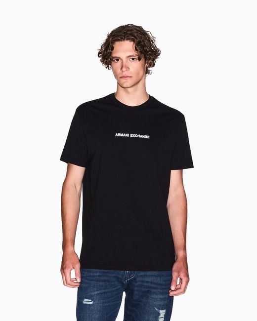 Camiseta De Corte Regular Con Logo Estampado En El Pecho ARMANI EXCHANGE de hombre de color Black