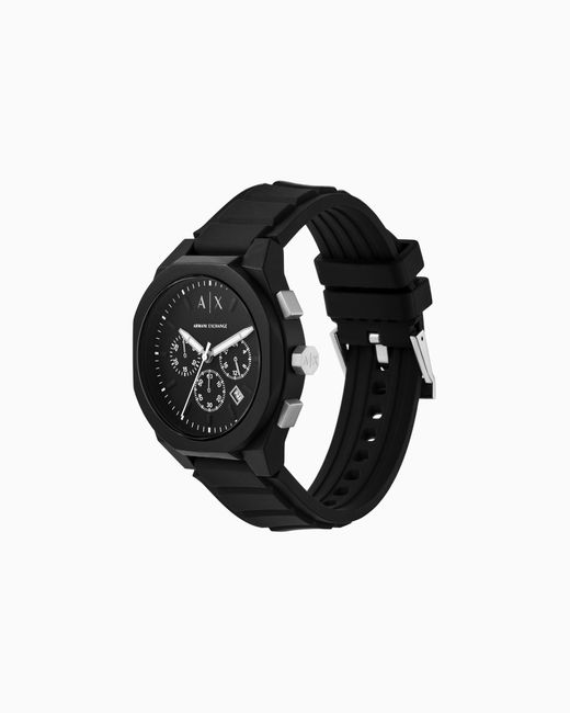 ARMANI EXCHANGE Black Watch With Silicone Strap for men