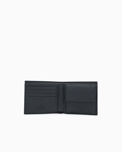 ARMANI EXCHANGE White Textured Bifold Wallet With An Embossed Logo And Card Slots for men
