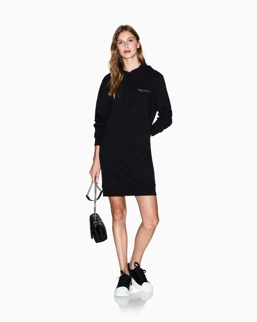 ARMANI EXCHANGE Black Hoodie Dress Essential