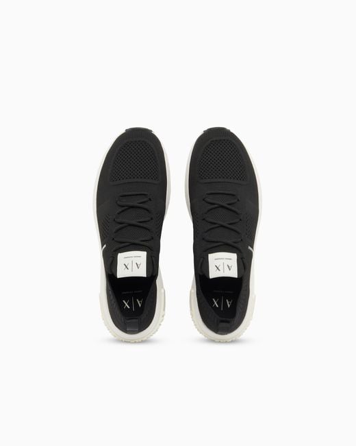 ARMANI EXCHANGE White Technical Fabric Sneakers for men