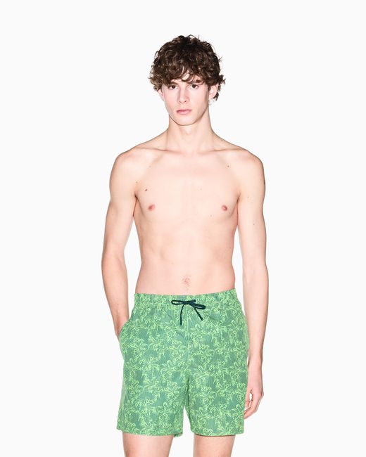 ARMANI EXCHANGE Green All-Over Graphic Print Swimsuit for men