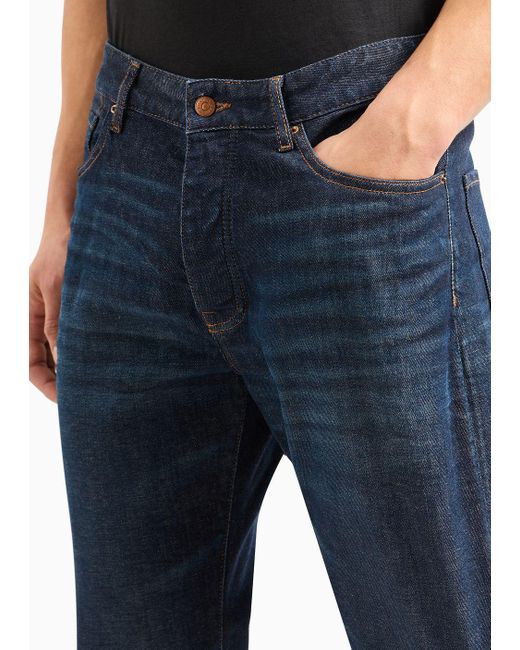 Armani Exchange Blue J16 Relaxed Straight Fit Jeans In Indigo Denim for men