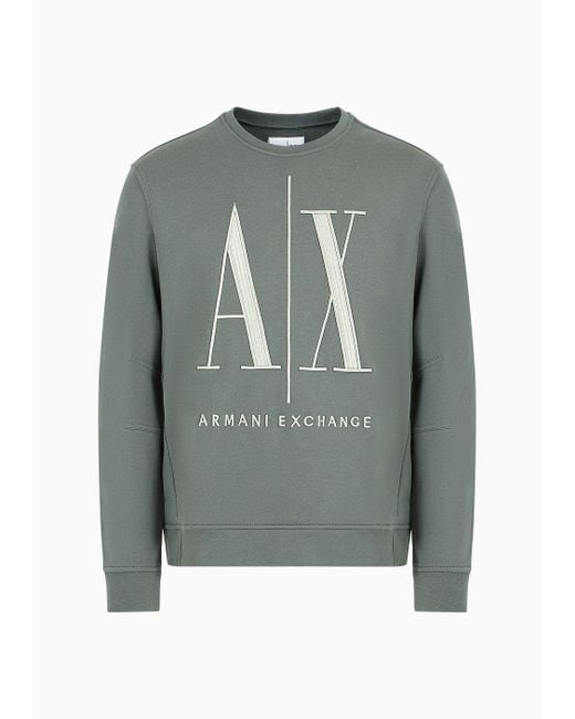 Armani Exchange Gray Icon Logo Crew Neck Sweatshirt for men