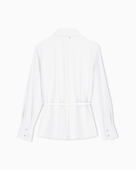 ARMANI EXCHANGE White Shirt Slim Fit Recycled Crepe With Belt