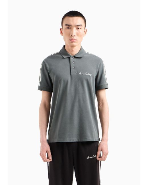 Armani Exchange Gray Regular Fit Polo Shirt With Signature Logo for men