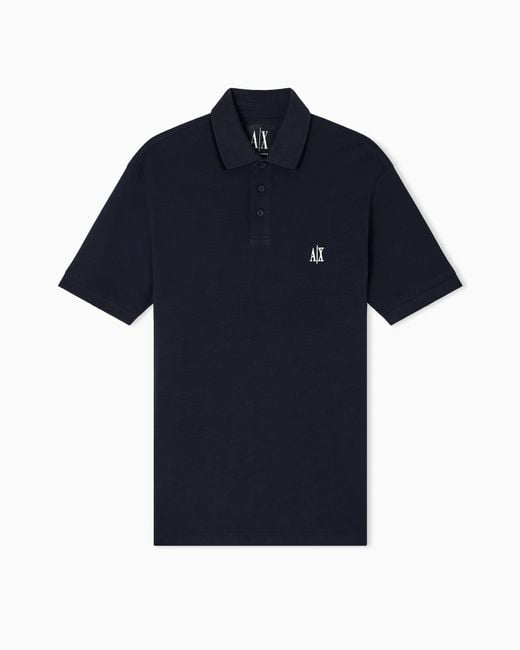 ARMANI EXCHANGE Blue Regular Fit Cotton Polo Shirt for men
