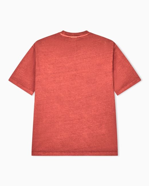 ARMANI EXCHANGE Red Regular T-Shirt Garment-Dyed Cotton Jersey for men