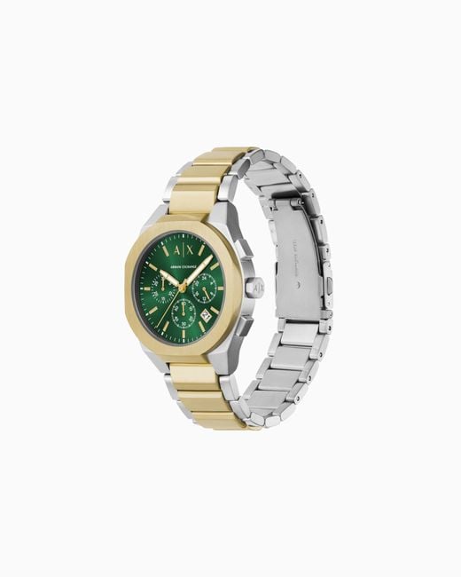 ARMANI EXCHANGE Green Chronograph Two-Tone Stainless Steel Watch for men