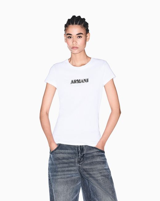 ARMANI EXCHANGE White Slim Fit T-Shirt