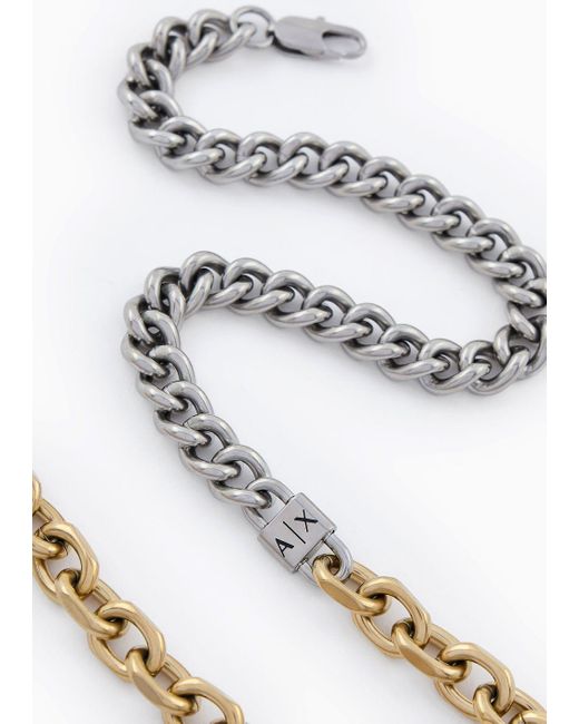 Armani Exchange Metallic Two-tone Stainless Steel Chain Necklace