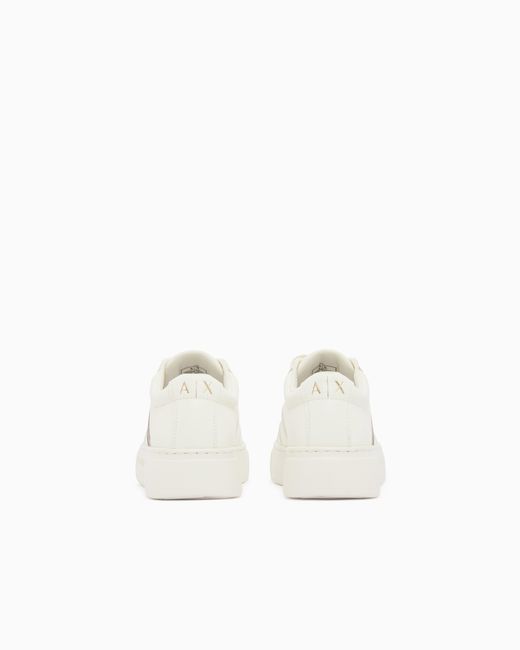 ARMANI EXCHANGE White Low Cut Sneakers With Mesh And Mini-Tumbled Finish