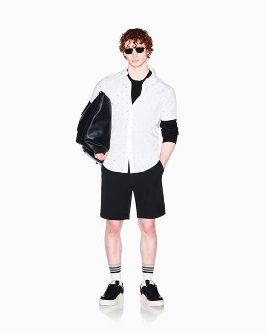 ARMANI EXCHANGE Black Cotton Bermuda Shorts for men